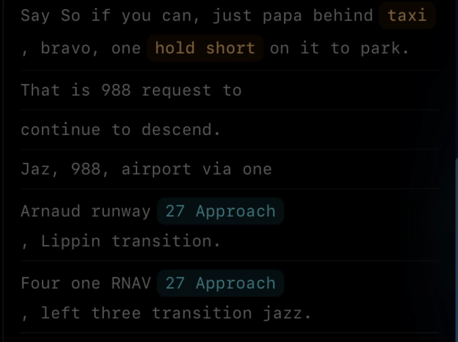 VATRadio — Taxi and hold short instruction transcription